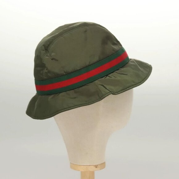 GUCCI Hat Nylon M Khaki Auth th6202 main image 7